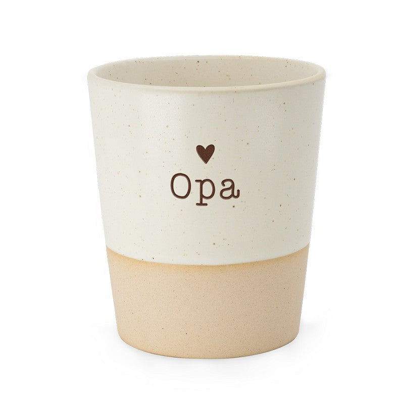 mok koffietas opa hartje keramisch beige