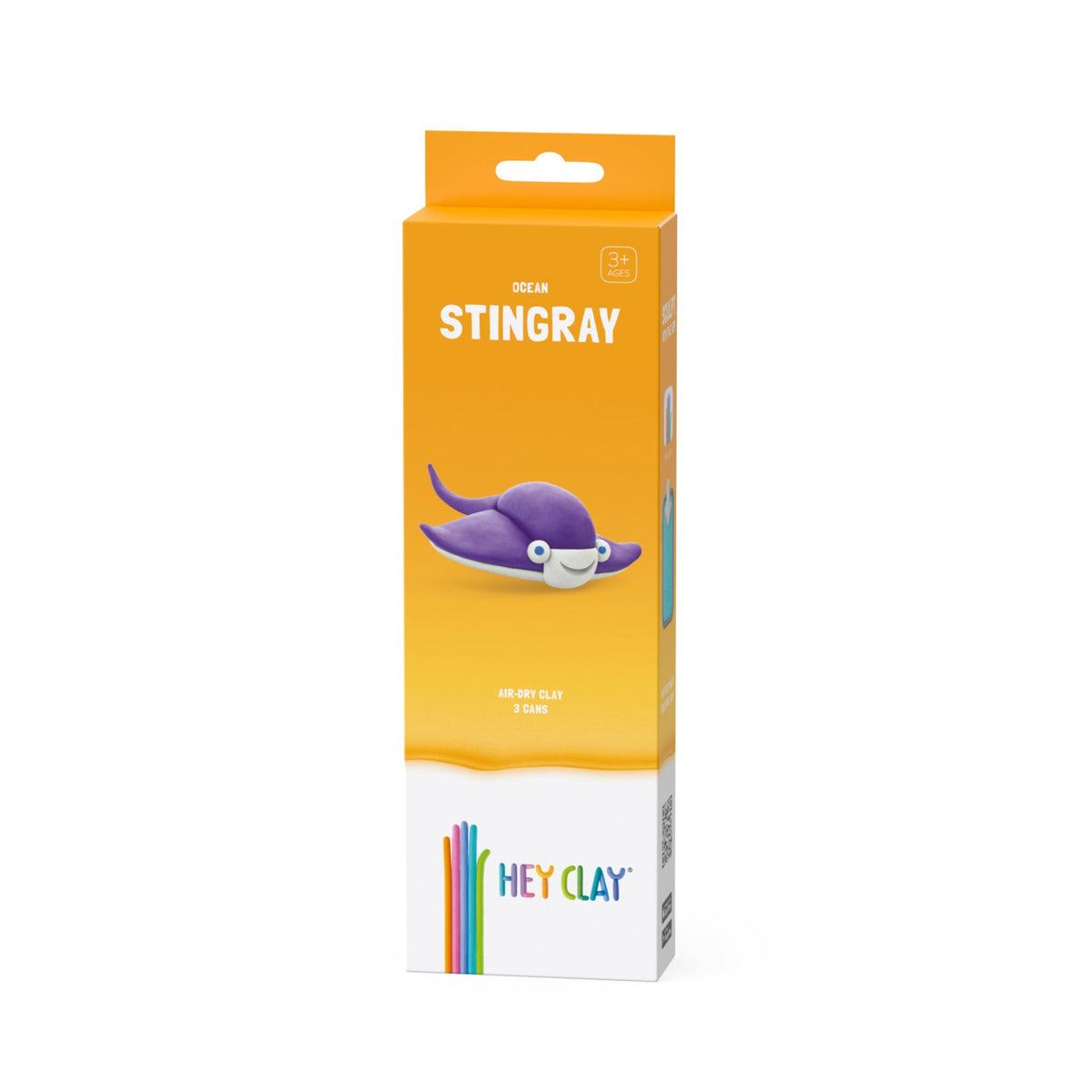 Hey Clay Stingray in een oranje verpakking met een paarse rog op de voorkant
