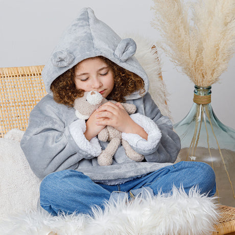 Grijze Beer Hoodie Plaid - Helloboy