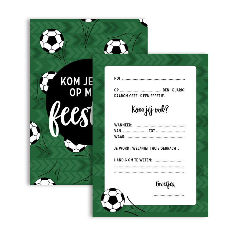 Uitnodiging Verjaardagsfeest • Voetbal (8 stuks) - Helloboy