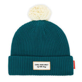 Muts block duck hello hossy groen green kindermuts met pompom beige
