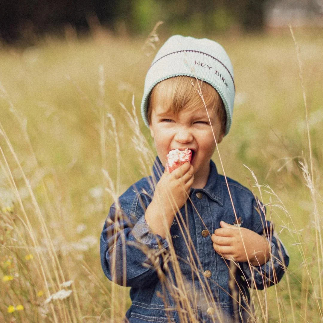 blauwe muts turqoise kindermuts hey dude chamaye