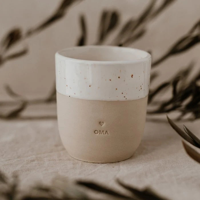 keramische mok koffiemok koffietas oma keramiek beige 